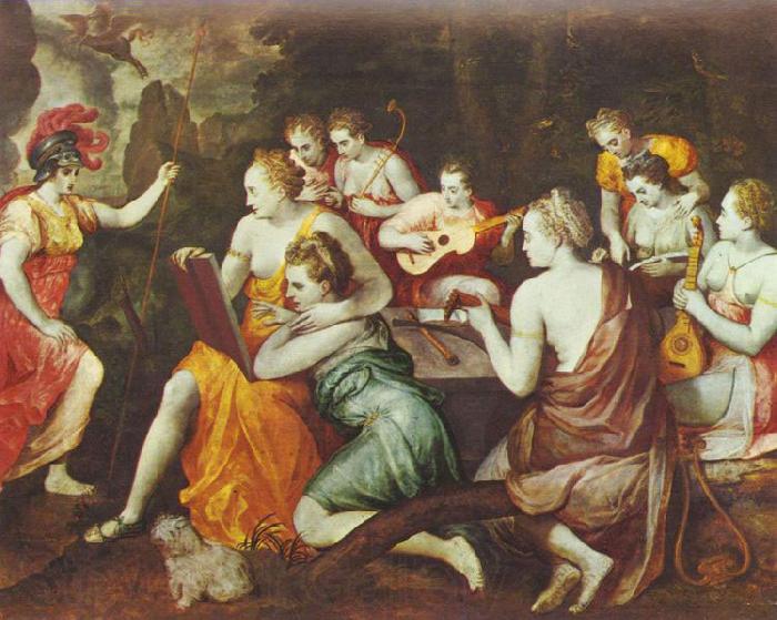 Frans Floris de Vriendt Athene bei den Musen